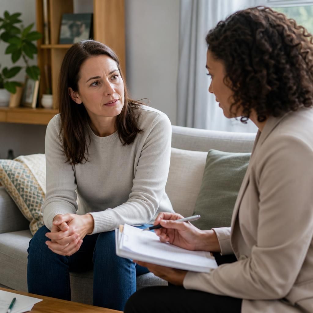 Foster carer discussing a proposed placement with a social worker