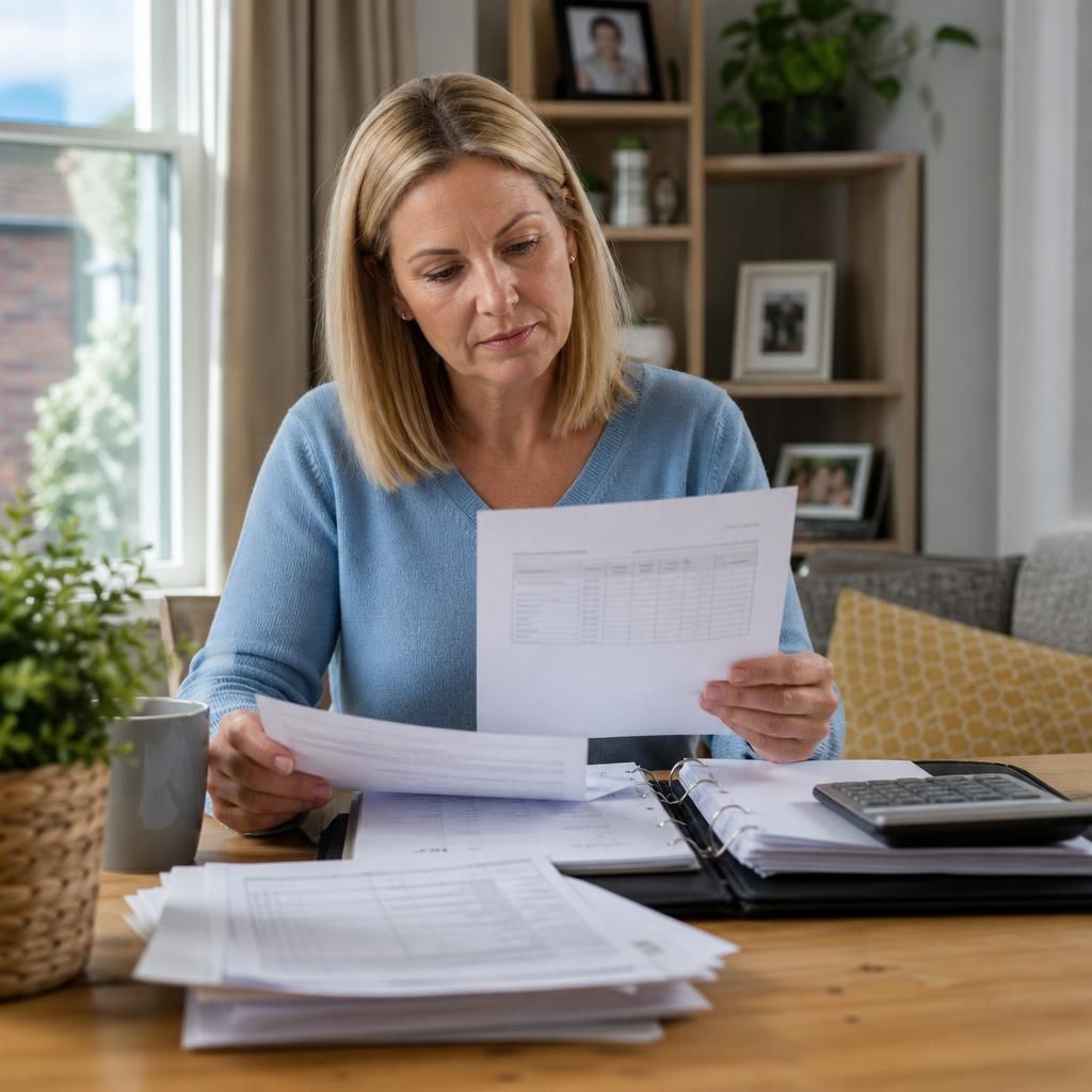 Foster carer reviewing placement payment documents at a table