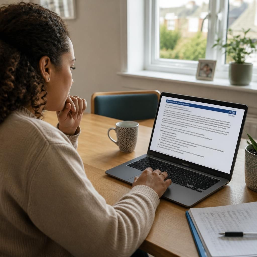 Person reviewing a fostering service inspection report on a laptop
