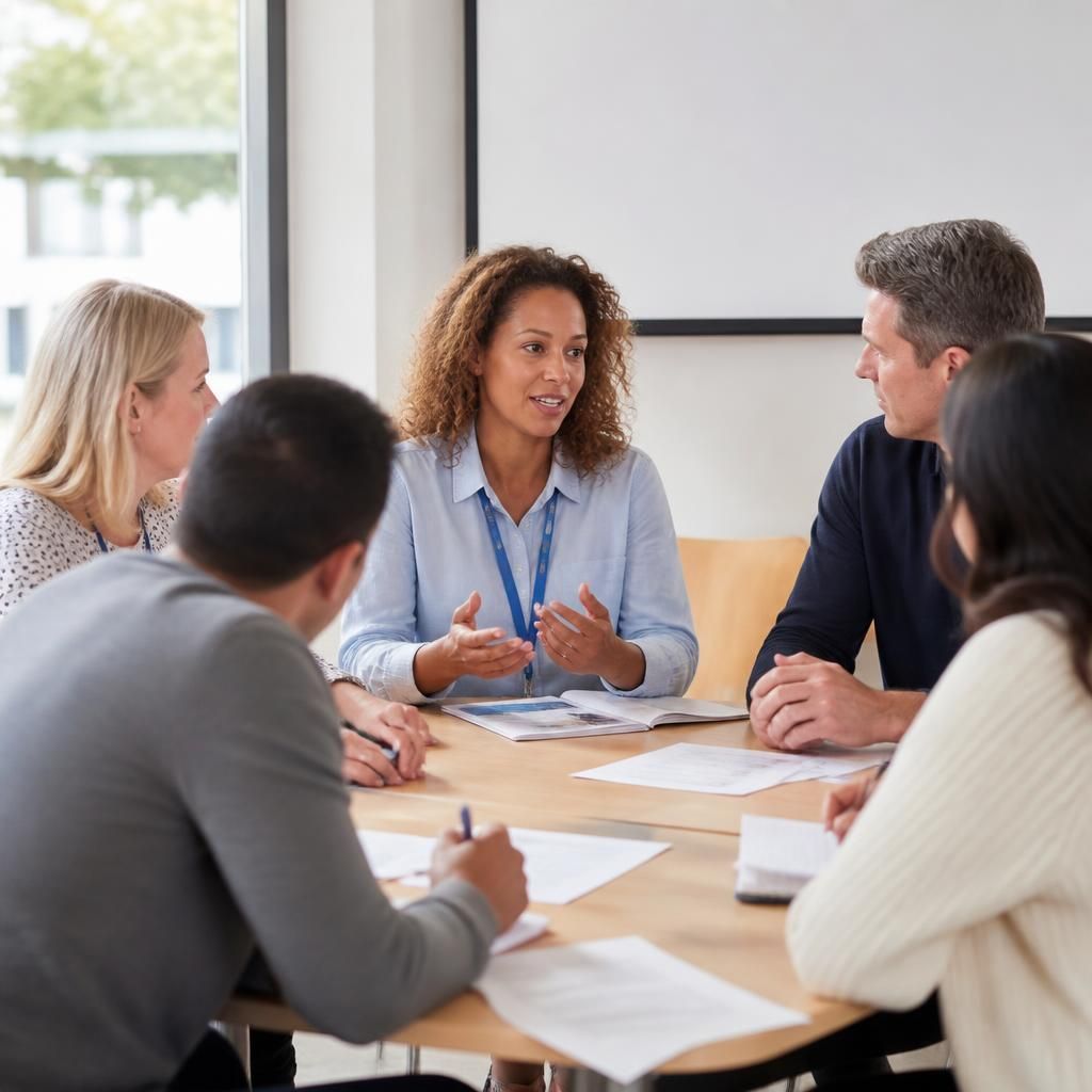 Applicants taking part in a foster carer training discussion with a trainer