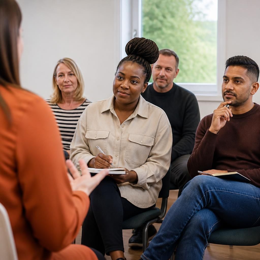 Prospective foster carers taking part in a group training session