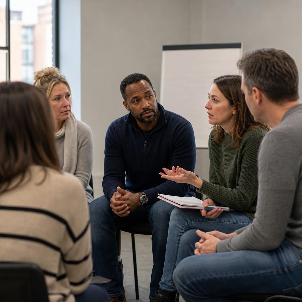 Prospective foster carers taking part in a group training discussion