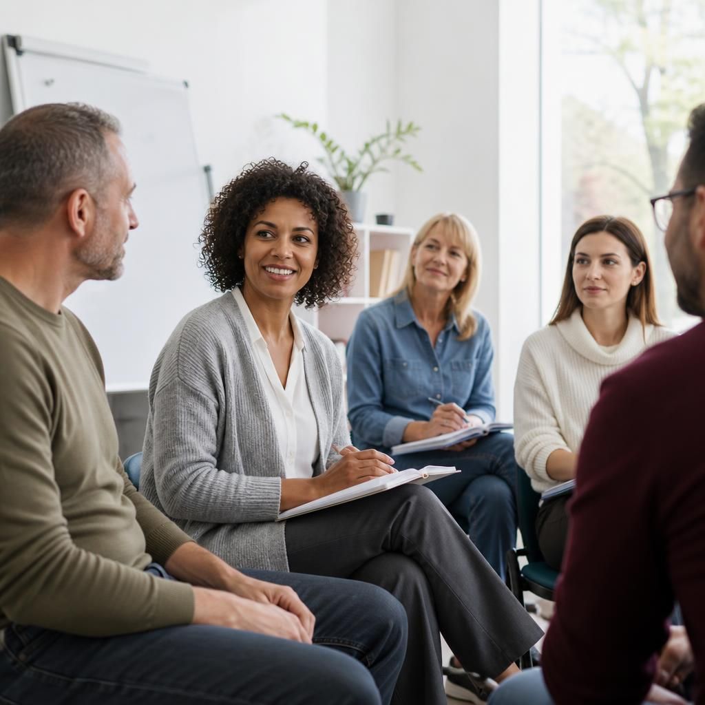 Foster carers taking part in a group training session