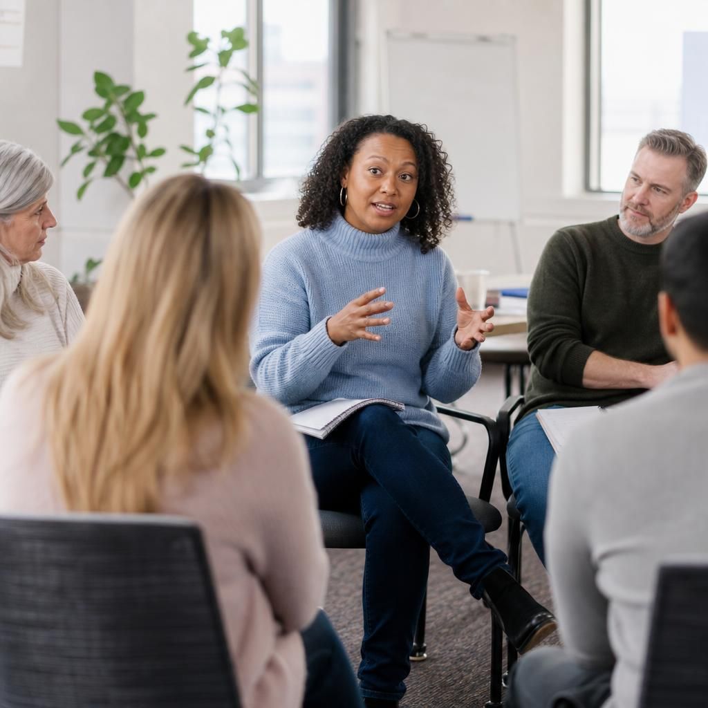 Adults taking part in a fostering preparation training session