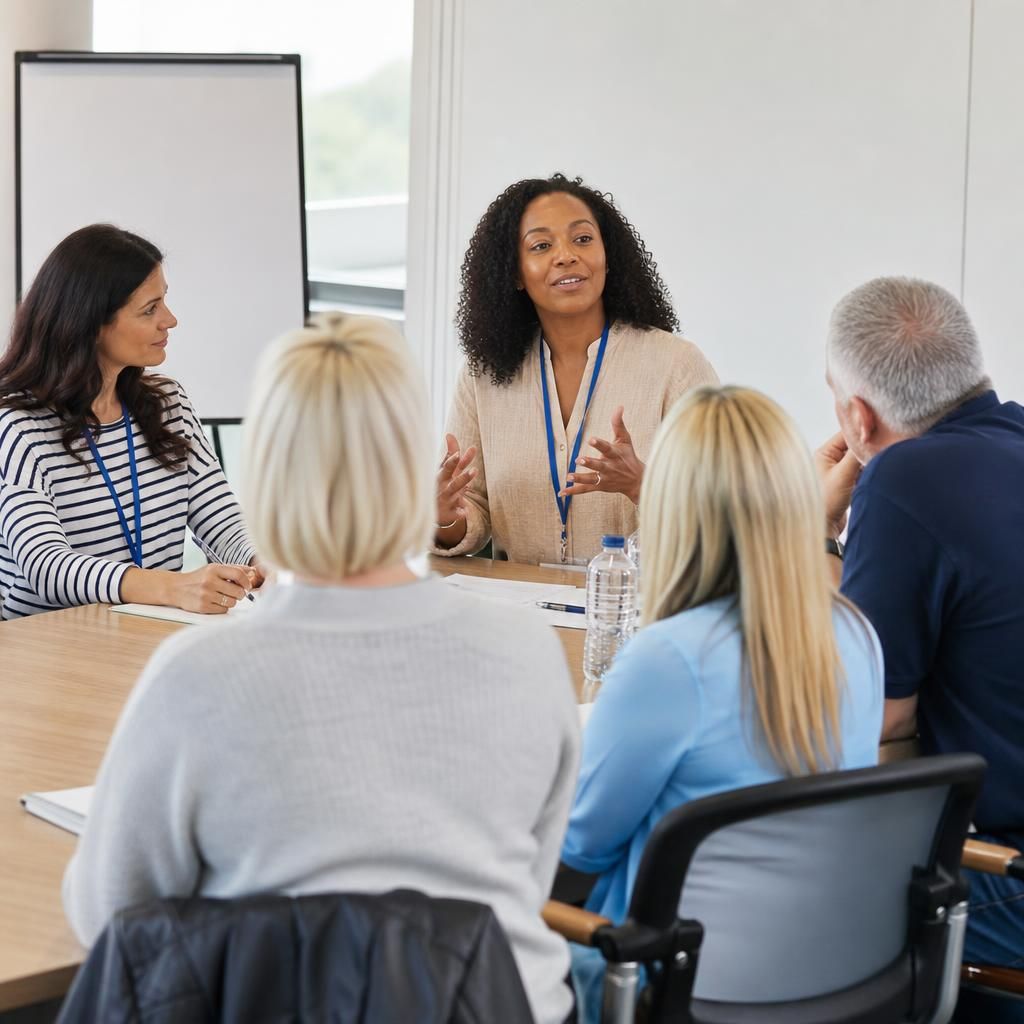 Foster carers taking part in a group training session