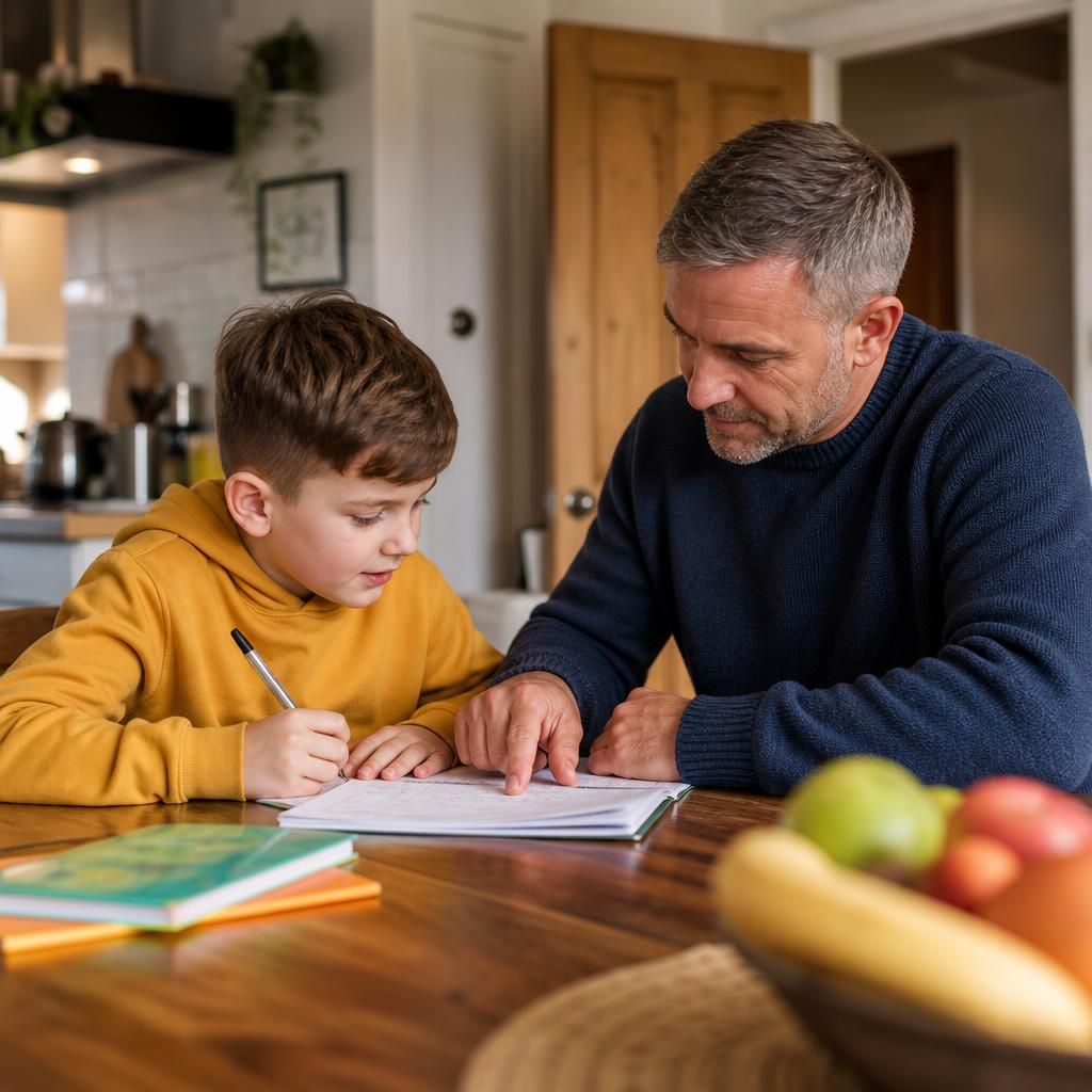 Adult and child completing a practical activity together at home