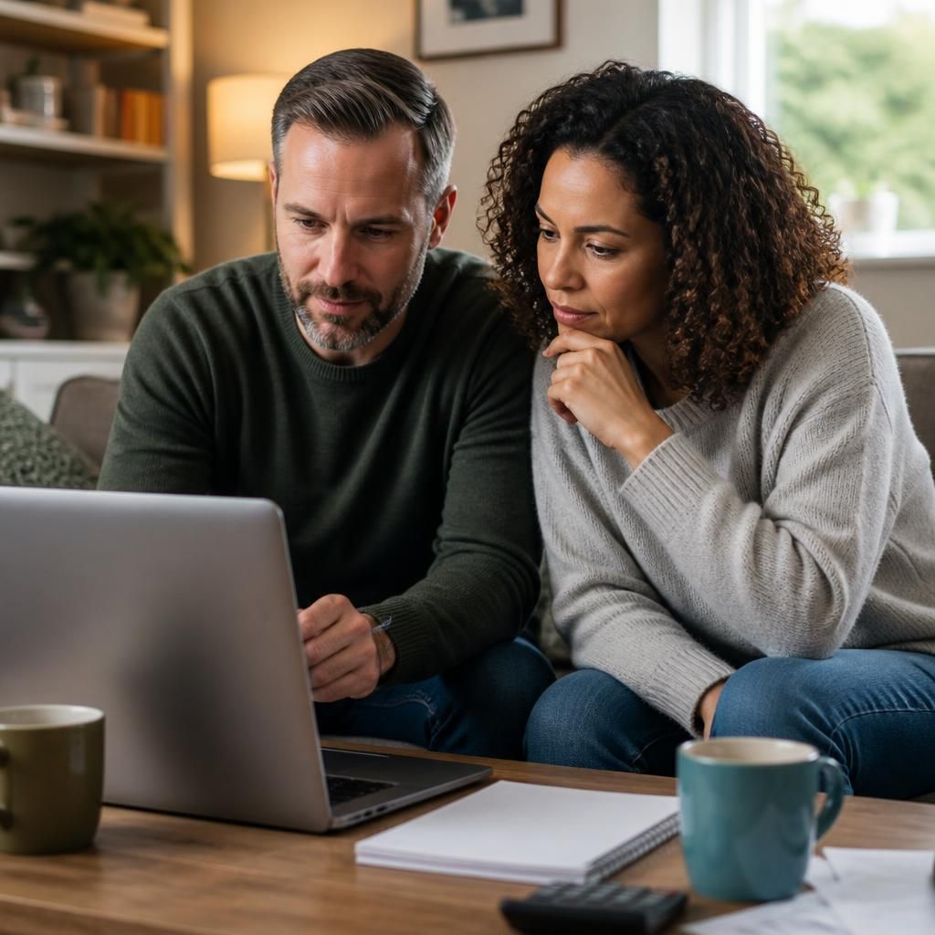 Couple completing online foster carer training together at home