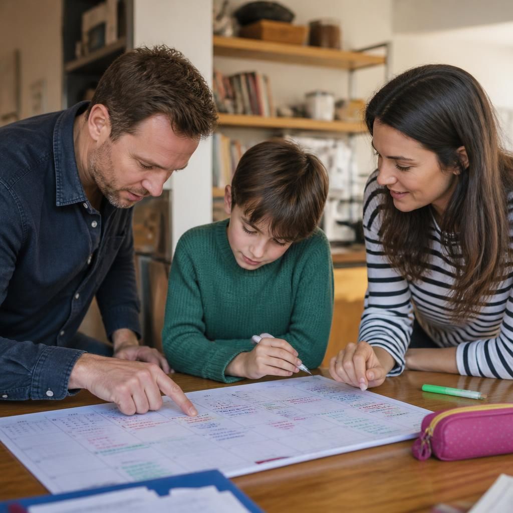 Family calendar showing school activities, appointments and shared household commitments