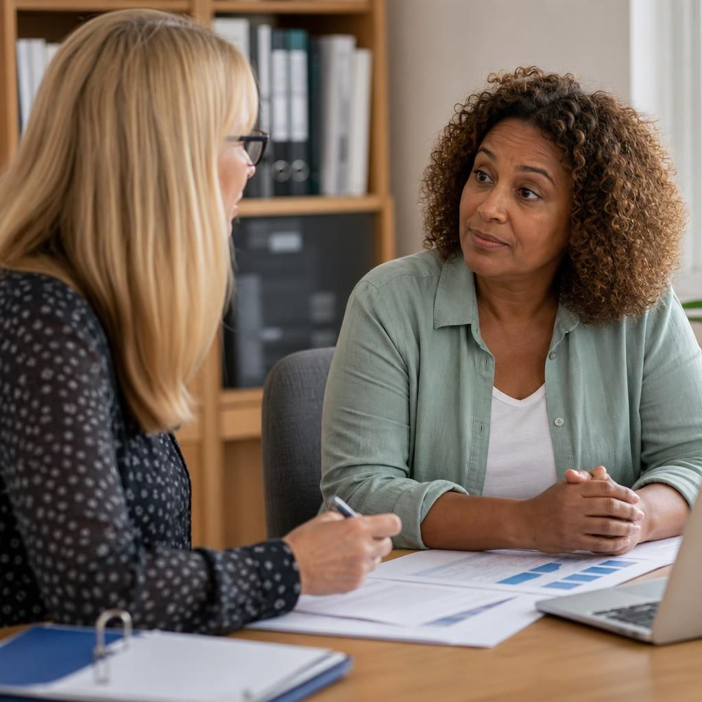 Kinship carer discussing fostering payments with a fostering professional