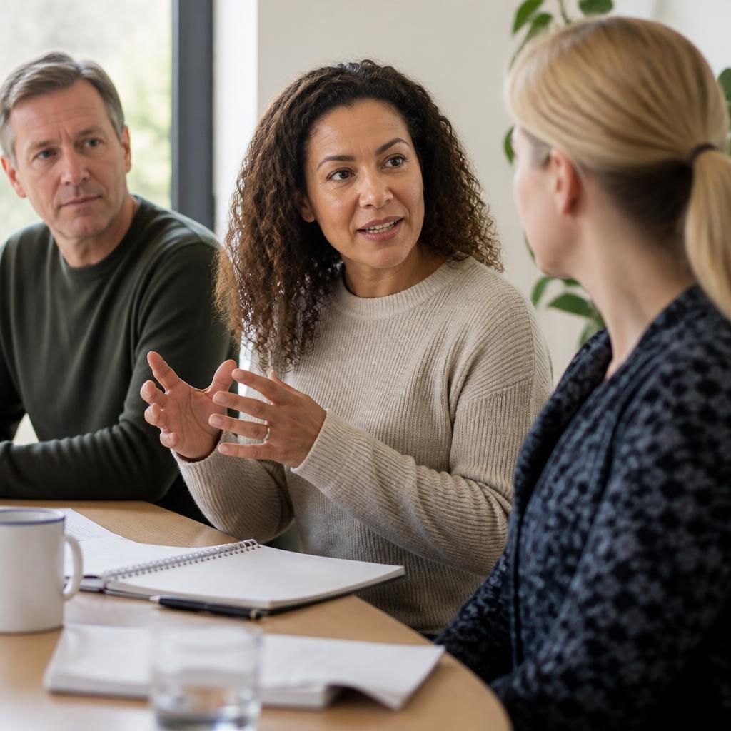 Foster carer applicants taking part in a group training discussion