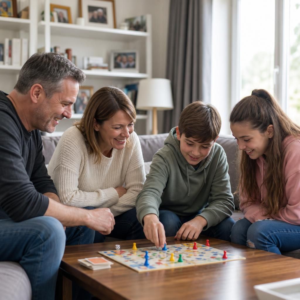 Family spending time together during an everyday activity