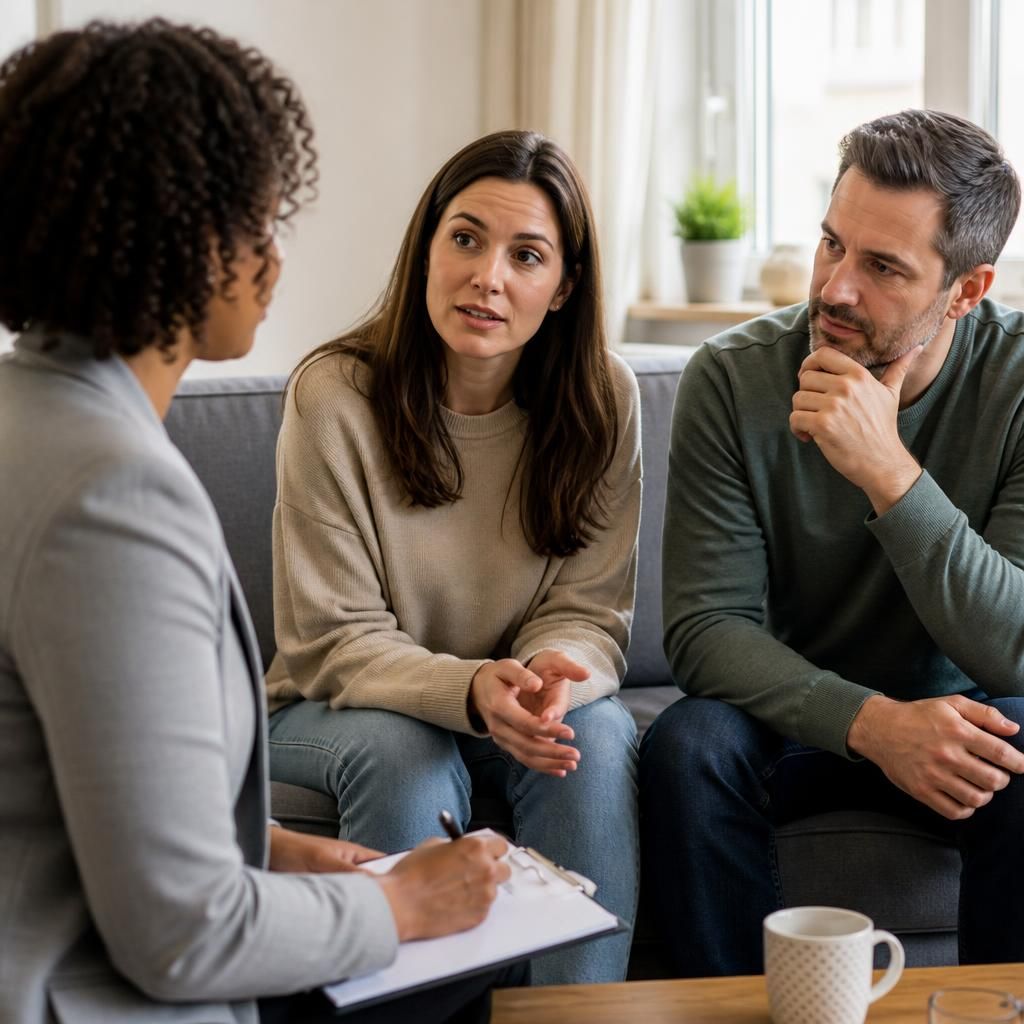 Foster carer discussing a child’s placement with a social worker