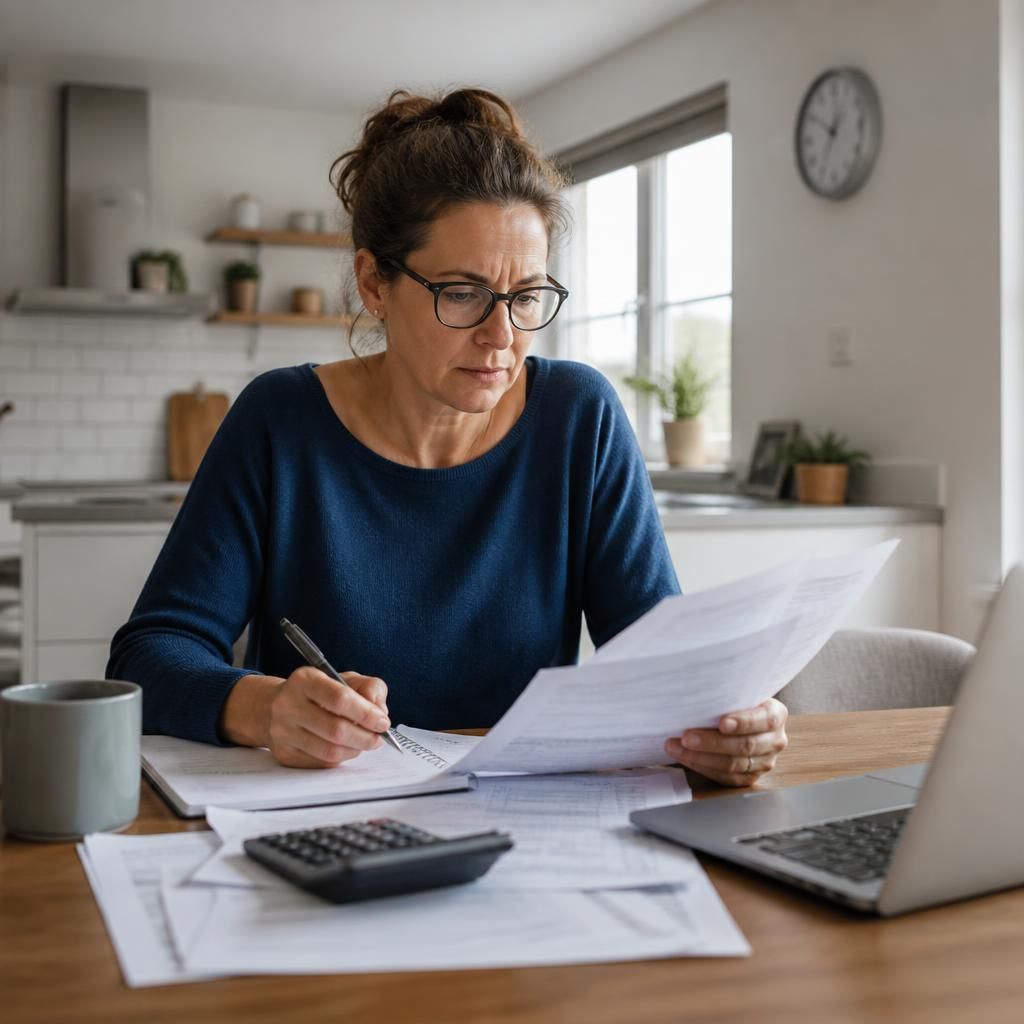Foster carer reviewing payment records and tax documents
