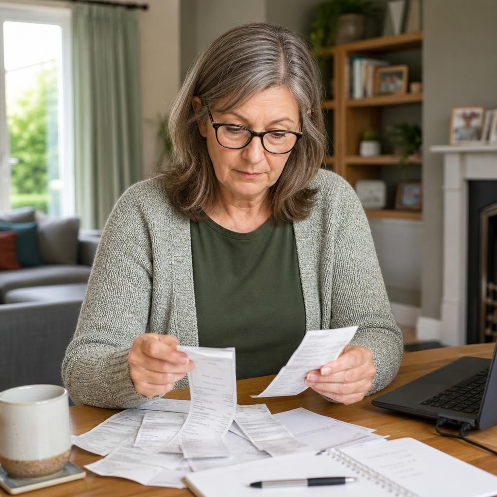 Foster carer organising receipts for agreed fostering expenses