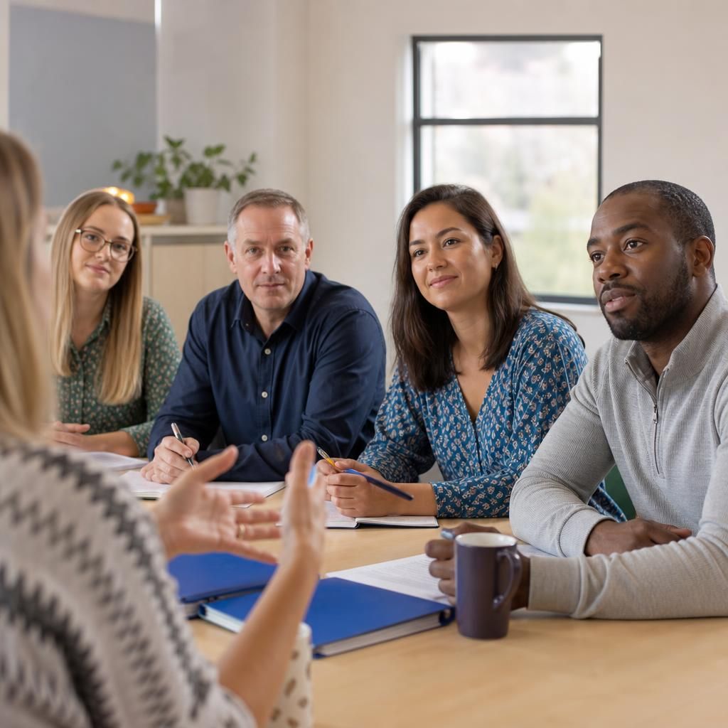 Prospective foster carers taking part in a group training session