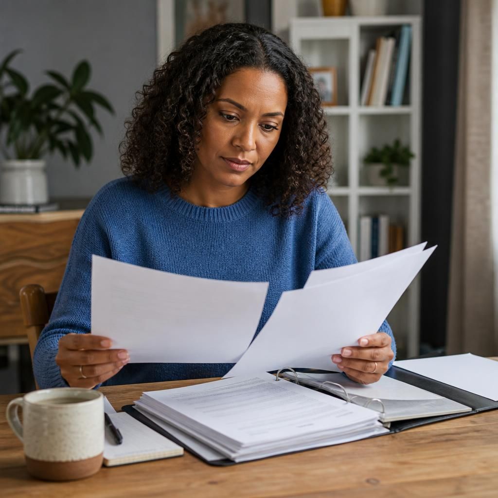 Person comparing fostering agency registration and inspection documents