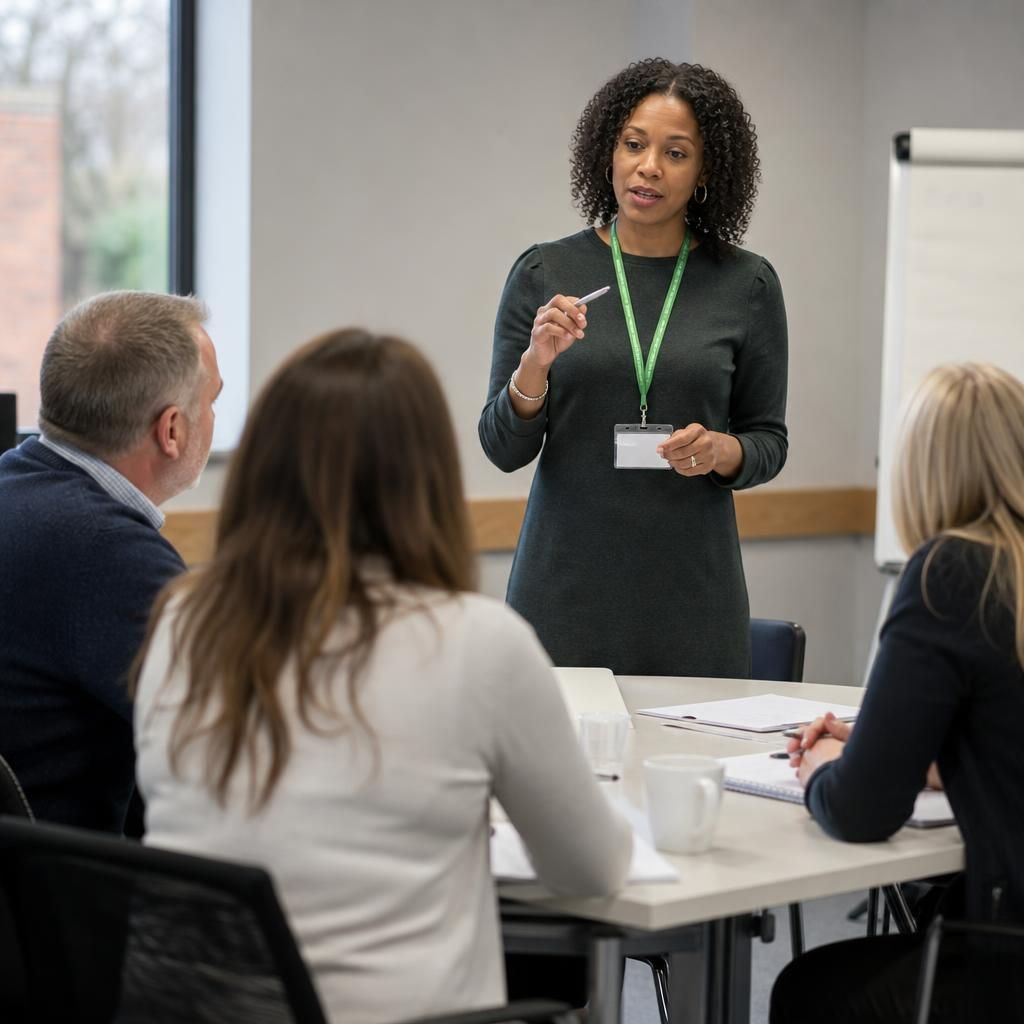 Foster applicants attending a training session with a facilitator