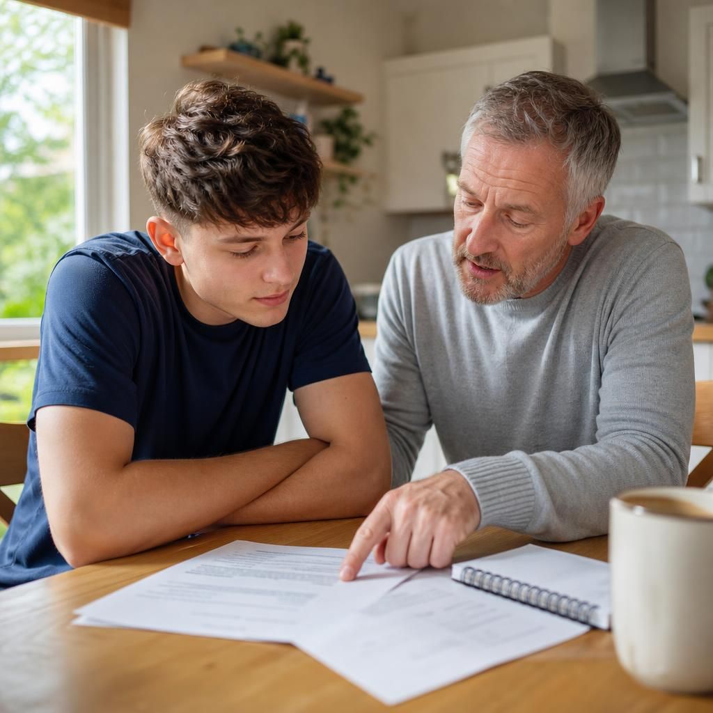 Young adult and former foster carer reviewing plans for life after staying put care