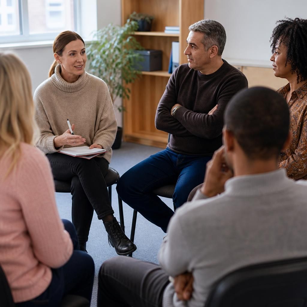 Prospective foster carers taking part in a group training discussion