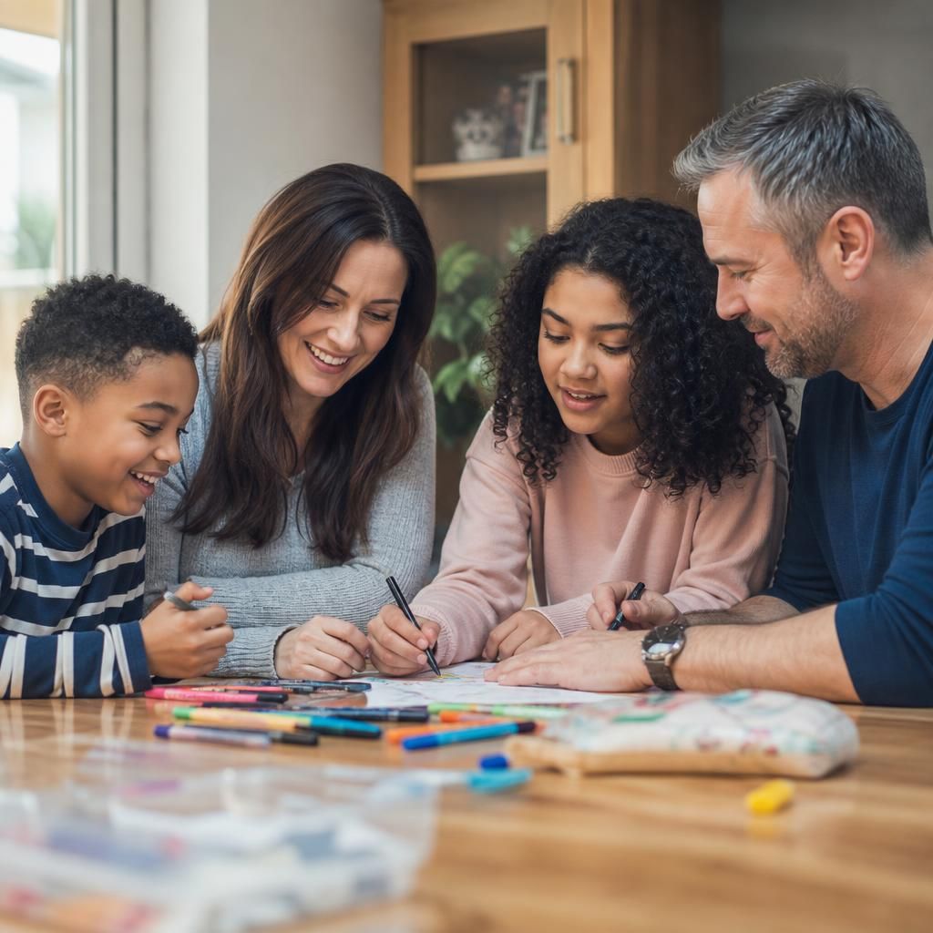 Children and adults spending time together during a shared activity