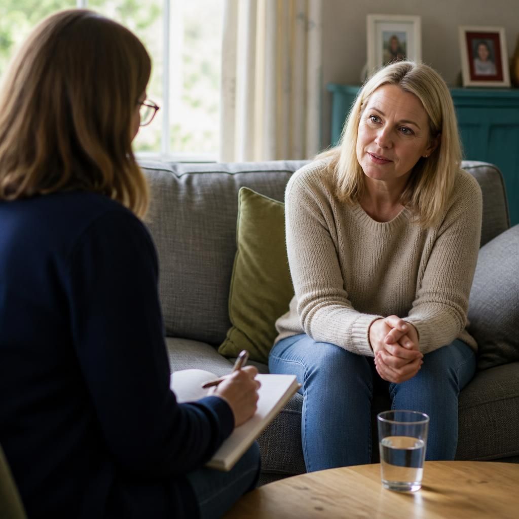 Foster carer speaking with a social worker during a placement review