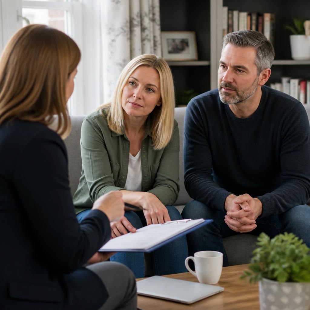 Foster carer speaking with a social worker about a potential placement