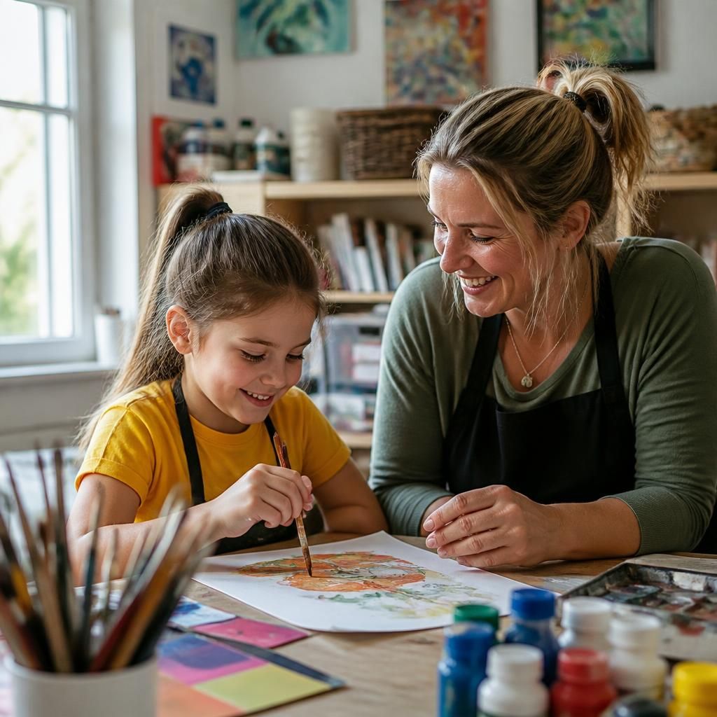 Child taking part in an activity with a foster carer