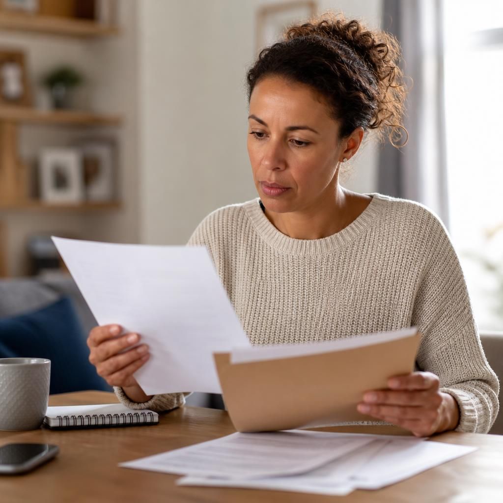 Applicant reviewing a written foster care decision letter and supporting documents