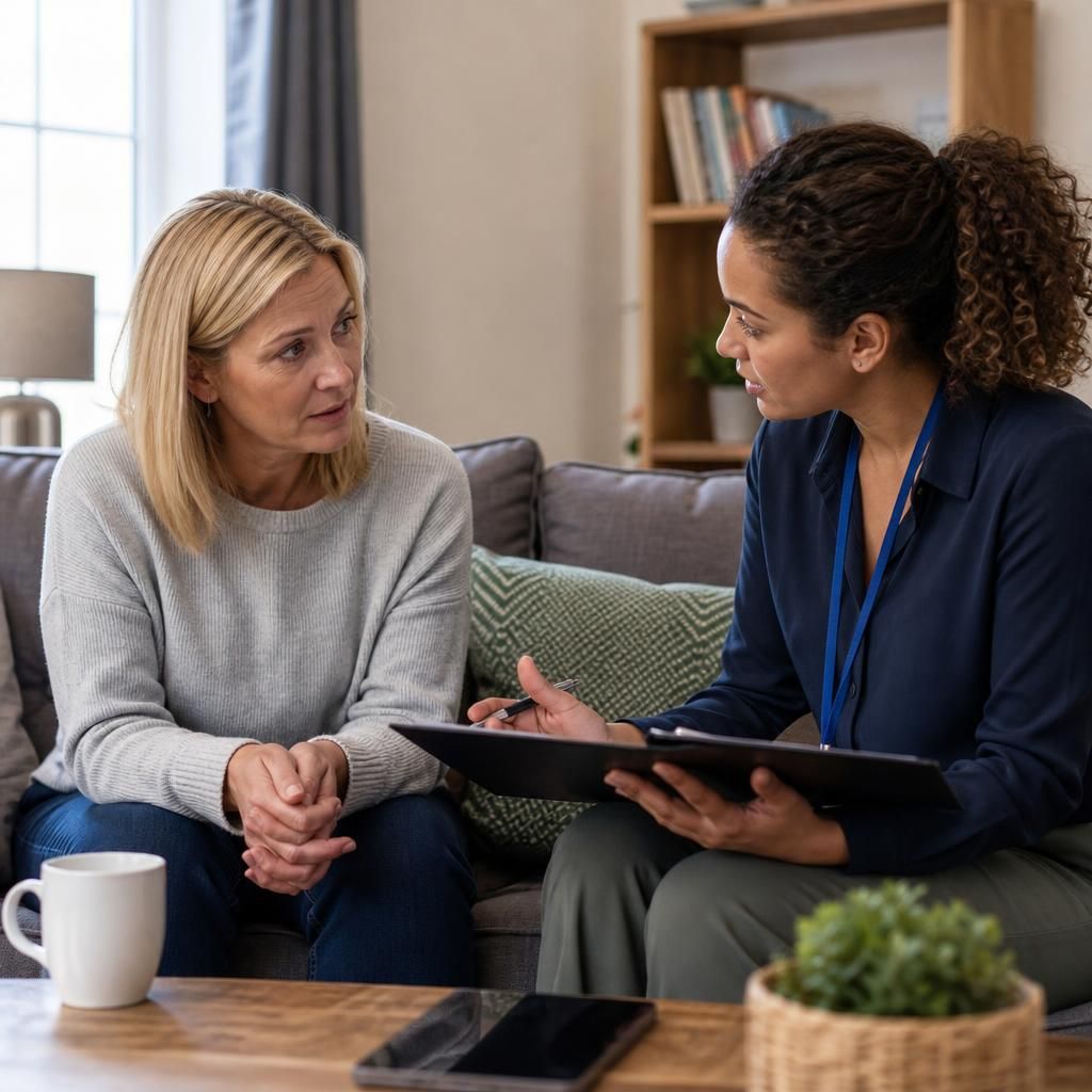 Foster carer discussing a proposed placement with a supervising social worker