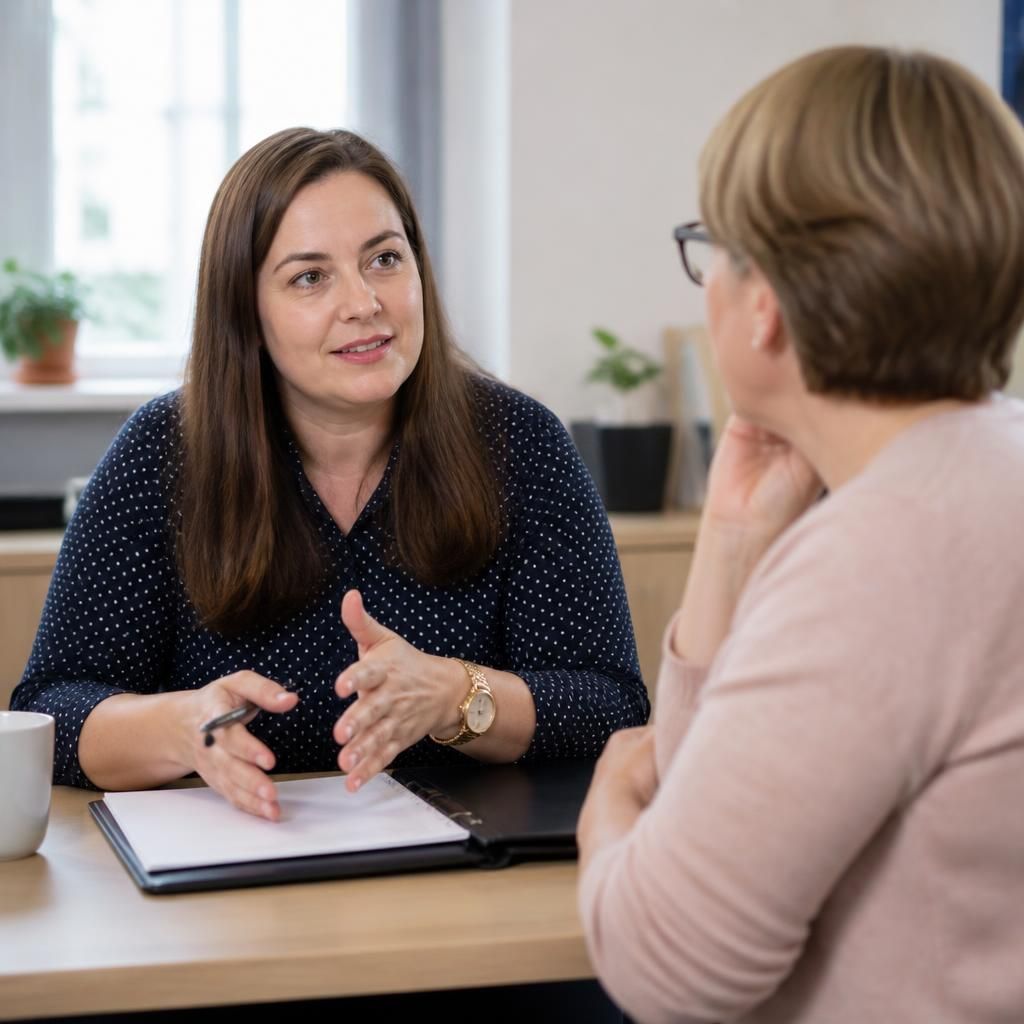 Prospective foster carer discussing an application with a social worker