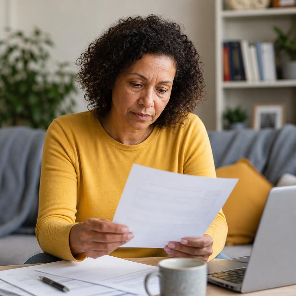 Foster carer reviewing a council tax letter at home