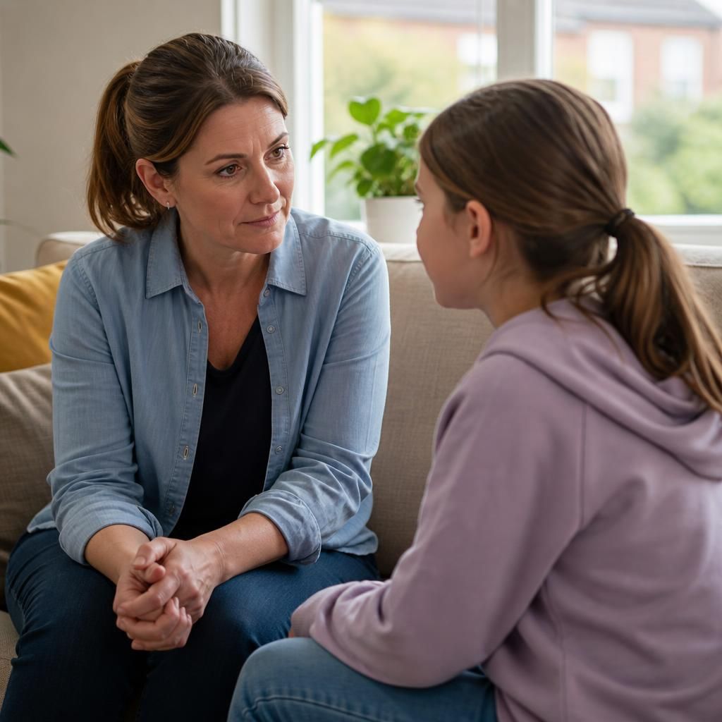 Foster parent listening to a child during a quiet conversation