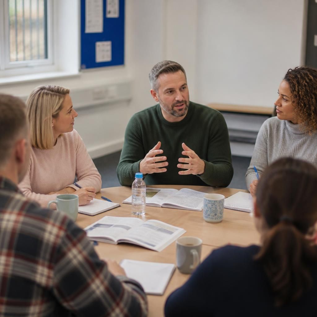 Prospective foster carers taking part in a group training discussion