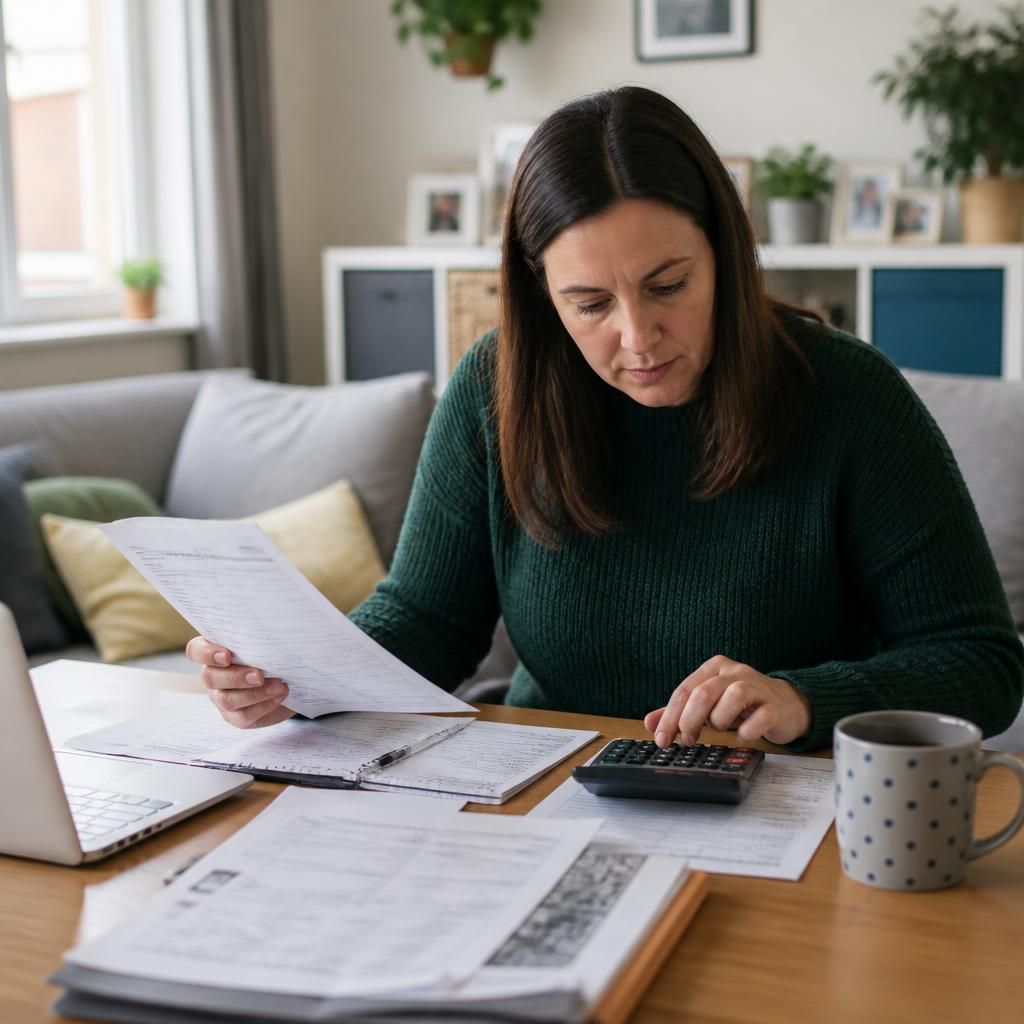 Foster carer reviewing a household budget and fostering expenses
