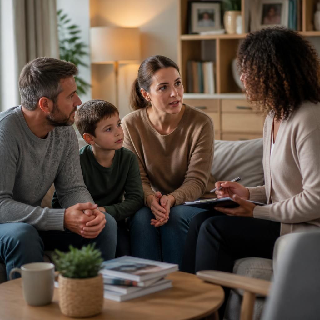Foster carers meeting with a child and another approved carer