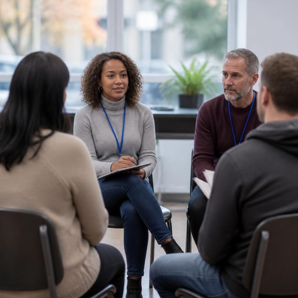 Prospective foster carers taking part in a group training discussion