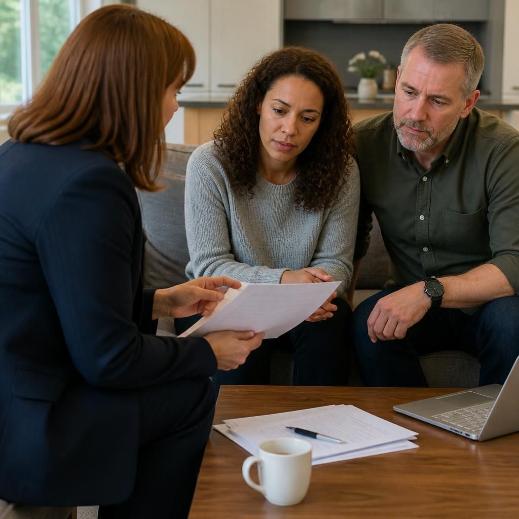 Social worker discussing placement documents with foster to adopt carers