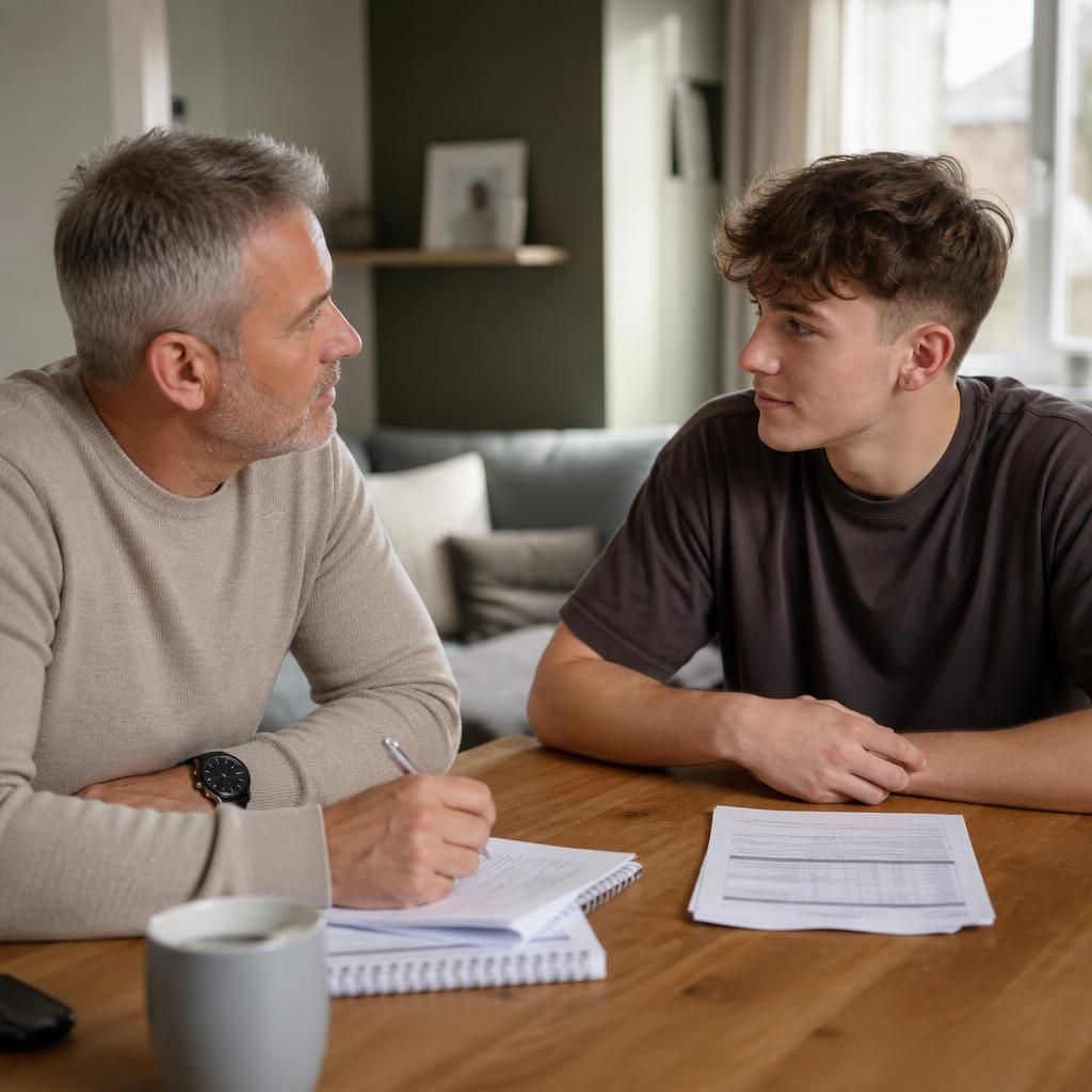 Former foster carer and young adult discussing a Staying Put agreement