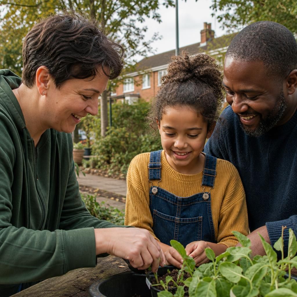 Family welcoming a child into a shared home activity