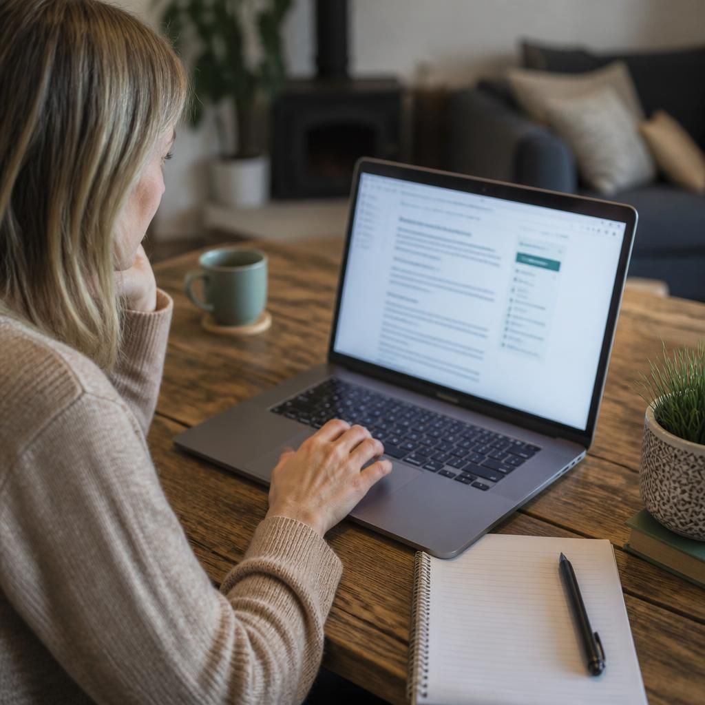 Foster carer reviewing a retailer discount offer and its conditions online