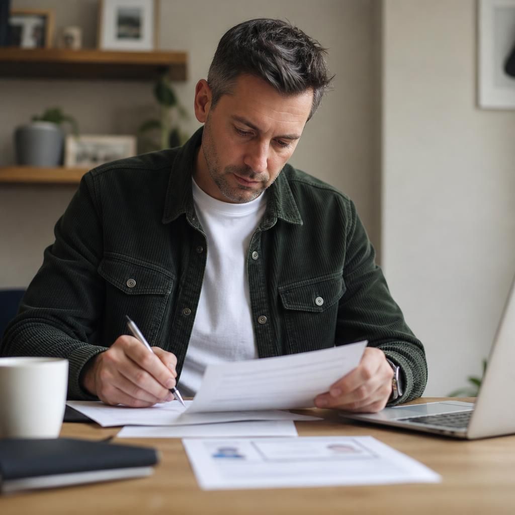 Foster carer completing identity documents for a DBS application