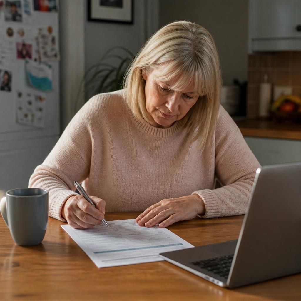 Kinship carer completing an allowance application form at home