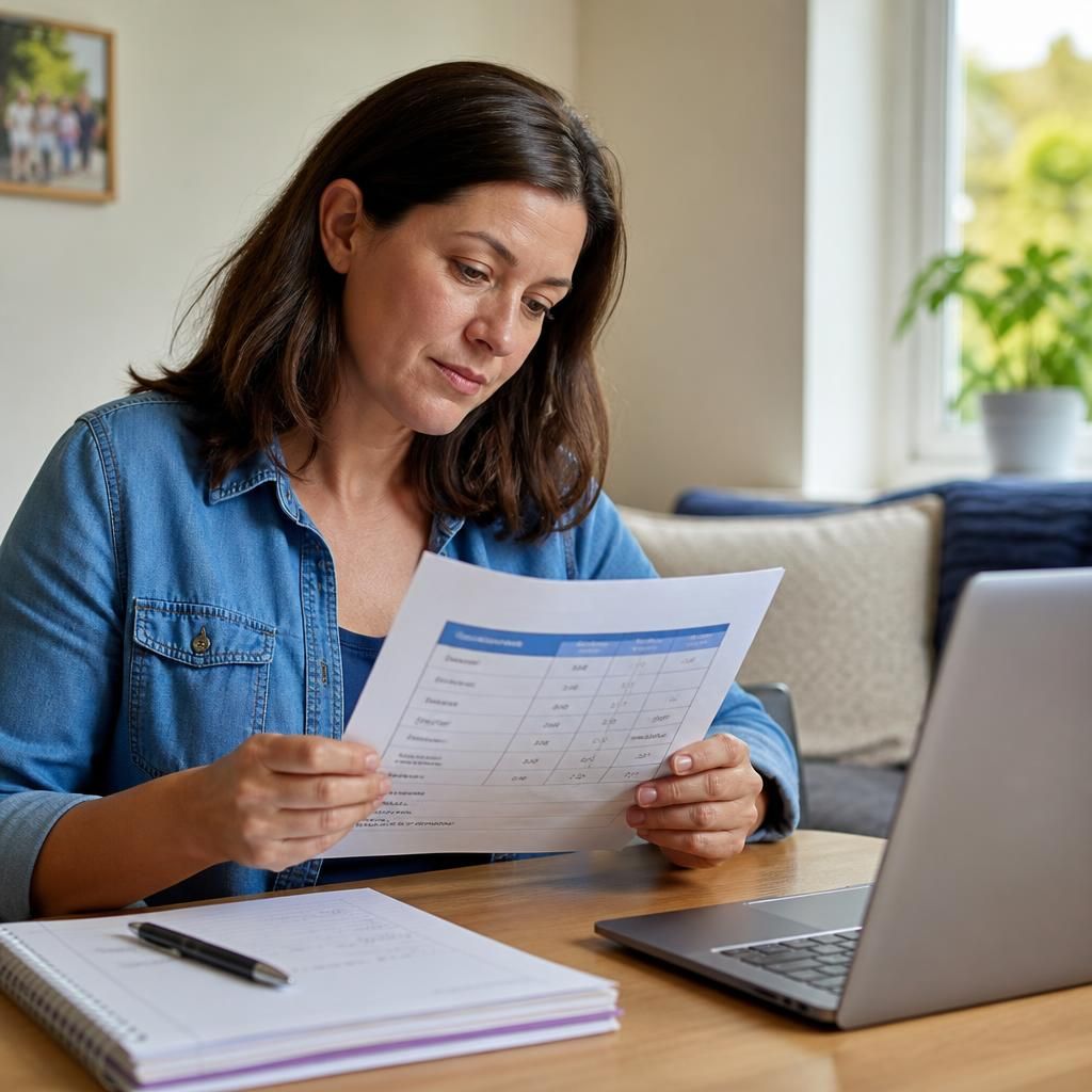 Foster carer reviewing a payment policy showing different age bands
