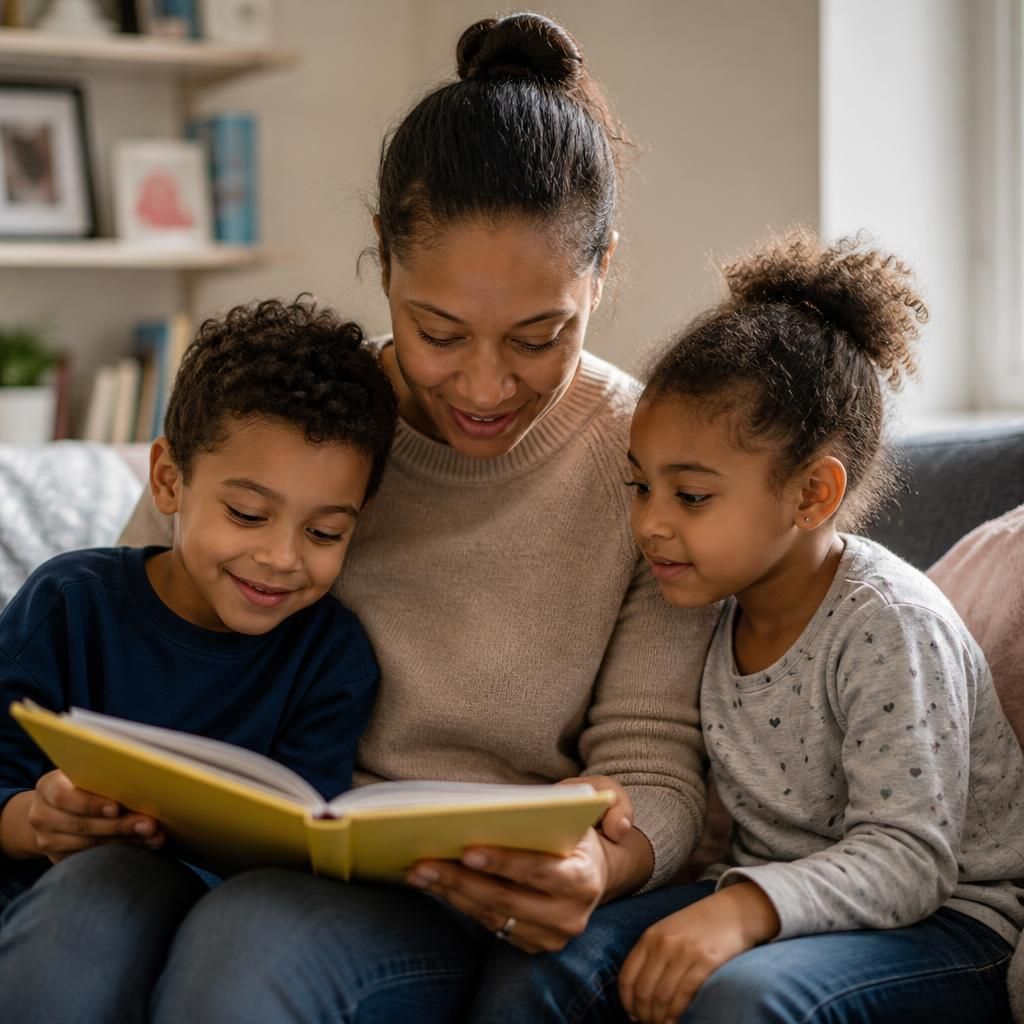 Single parent caring for two children at home