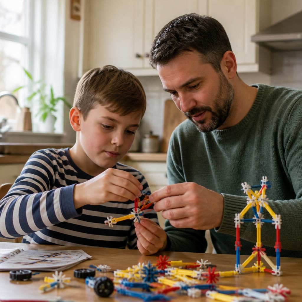 An adult and child completing a practical activity together