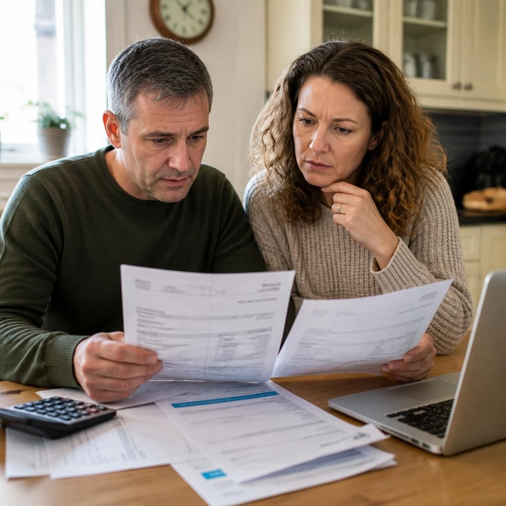 Foster carer reviewing approval documents alongside a council tax bill