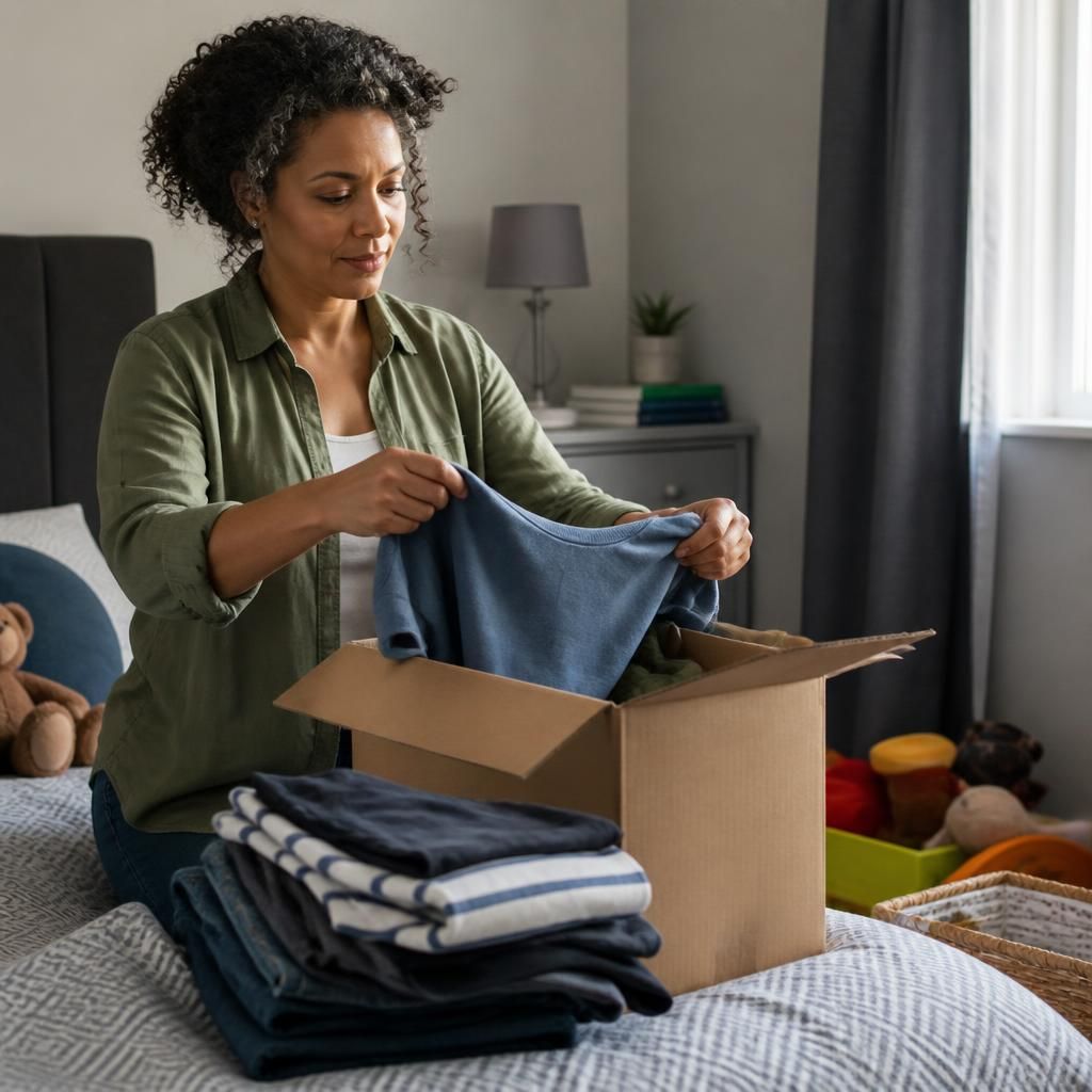 Relative organising a child’s clothing and belongings after moving into kinship care