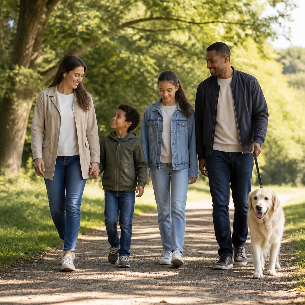 Family walking together outdoors