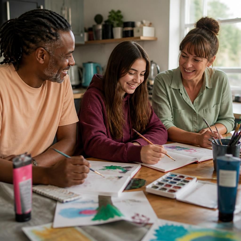 Teenager taking part in a family activity with foster carers