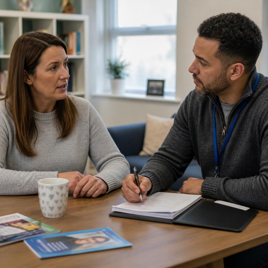 Foster carer discussing a child’s everyday choices with a social worker
